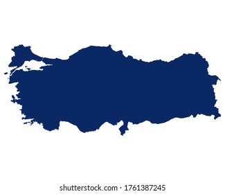 Map of the Turkey in blue colour