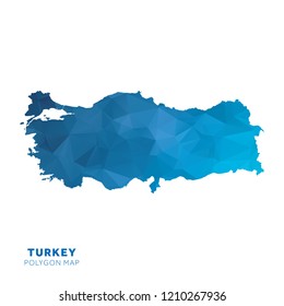 Map of Turkey. Blue geometric polygon map.