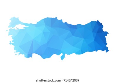 Map of Turkey - Blue Geometric Rumpled Triangular , Polygonal Design For Your . Vector illustration eps 10.