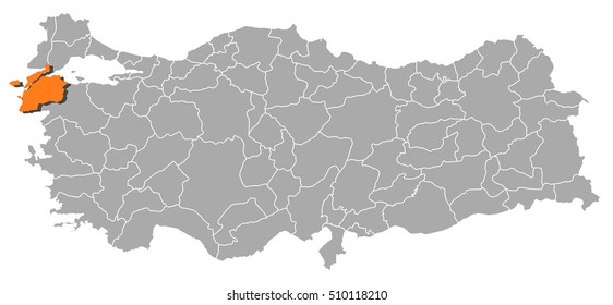 Map - Turkey, Canakkale