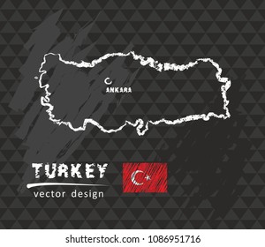 Map of Turkey, Chalk sketch vector illustration