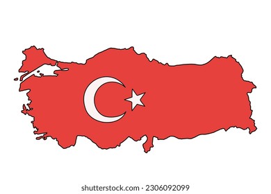 Map of Turkey country with national emblem. Vector illustration. 