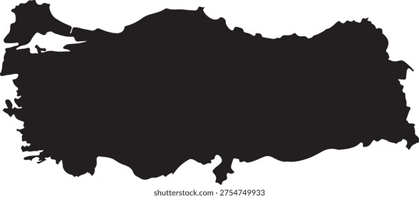 Map of turkey country silhouette vector illustration. National border geography outline isolated on background shape.