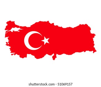 map of Turkey filled with flag of the state