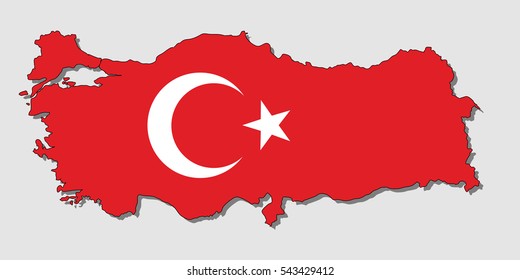 Map of Turkey, Filled with the National Flag