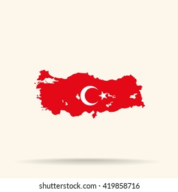 Map of Turkey in Turkey flag colors