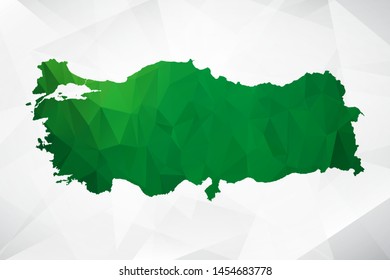 Map of Turkey - Green Geometric Rumpled Triangular , Polygonal Design For Your . Vector illustration eps 10