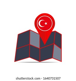 map map of Turkey isolated with country flags