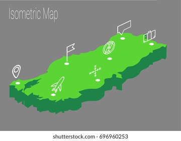 Map Turkey isometric concept. 3d flat illustration of Map Turkey