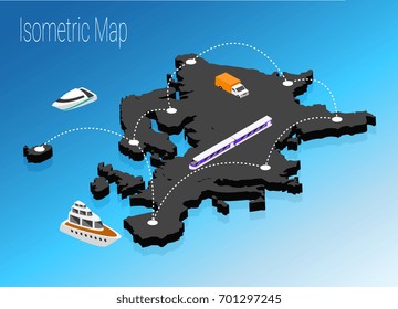 Map Turkey isometric concept. 3d flat illustration of Map Turkey
