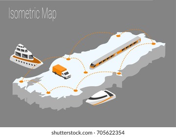 Map Turkey isometric concept. 3d flat illustration of Map Turkey