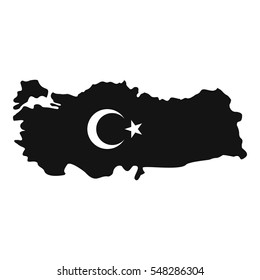 Map of Turkey with national flag symbols icon. Simple illustration of map of Turkey with national flag symbols vector icon for web