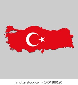 Map of Turkey with national flag. Vector Illustration.