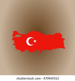 Map of Turkey and national flag.vector