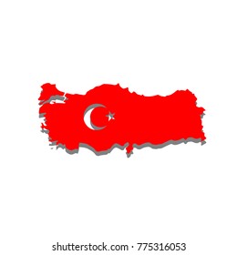 Map of Turkey and national flag.vector