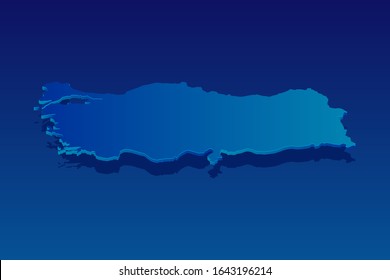 mapa de Turquía sobre fondo azul. Vector moderno concepto isométrico de la ilustración de la tarjeta de felicitación paso 10.