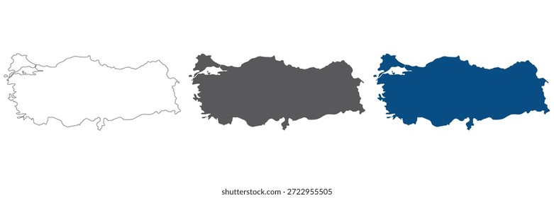 Mapa de la llanura de Turquía. Mapa turco en blanco. 