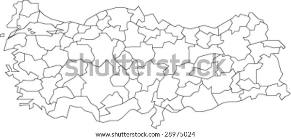 Map Turkey Showing Outlines Provinces Stock Vector (Royalty Free ...