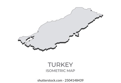 Map of the Turkey in simple isometric form. Illustration of isometric map of the country.