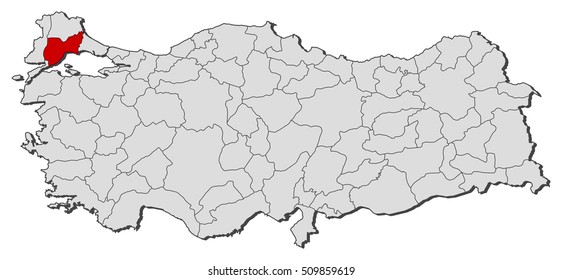 Map - Turkey, Tekirdag