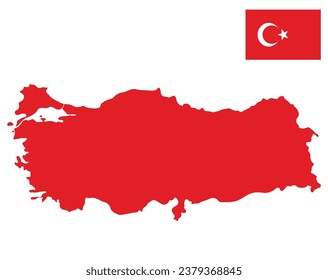 Mapa de Turquía con bandera turca. 