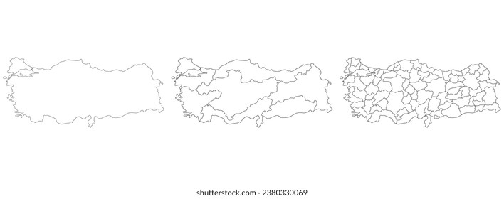 Map of Turkey. Turkish map in set 