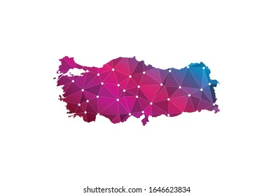 Map of Turkey. Wire frame 3D mesh polygonal network line, design sphere, dot and structure. communications map of Turkey. Vector Illustration EPS10.