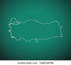 Map of Turkey,Green map on dark background. Vector illustration eps 10.