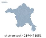 Map of Turkey's Ankara province, district boundaries drawn. vector illustration.