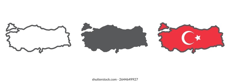 Map of Turkiye icon collection, country and geography, Turkey map sign vector set graphics, editable stroke linear icon, eps 10
