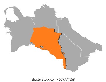 Map - Turkmenistan, Ahal