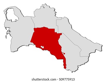 Map - Turkmenistan, Ahal
