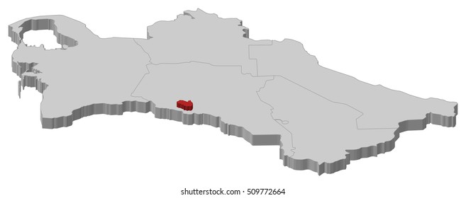 Map - Turkmenistan, Ashgabat - 3D-Illustration