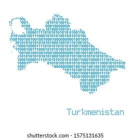 map of Turkmenistan from binary code vector illustration