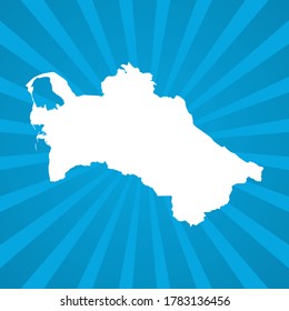 Mapa del vector de arte pop de historieta azul de Turkmenistán.