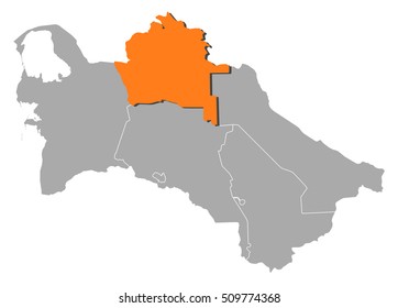 Map - Turkmenistan, Dasoguz