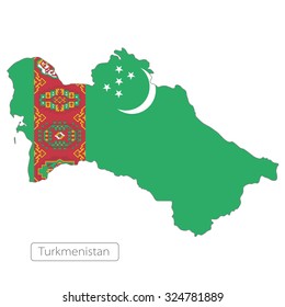 map of Turkmenistan with the flag