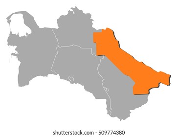 Map - Turkmenistan, Lebap