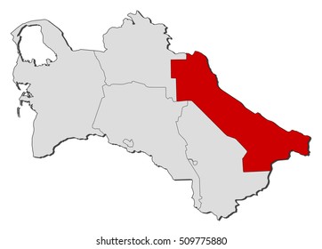 Map - Turkmenistan, Lebap