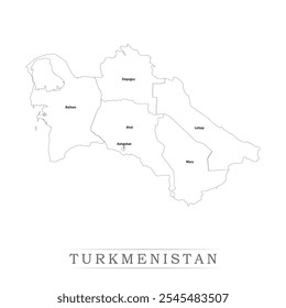 Karte von Turkmenistan mit Vertretung der Verwaltungseinheiten