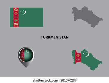 Map of Turkmenistan and symbol