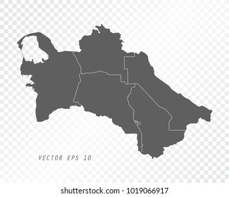 Map of Turkmenistan , vector illustration on transparent background. Items are placed on separate layers and editable.