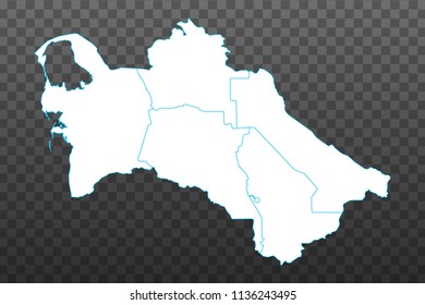 Map of Turkmenistan. Vector illustration on transparent background. Items are placed on separate layers and editable. Vector illustration eps 10.