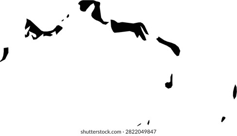 Map of Turks and Caicos Islands Solid Black Silhouette Editable Vector.
