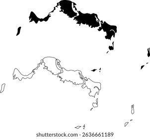 Map of Turks and Caicos Islands UK Silhouette Flat and Outline Design