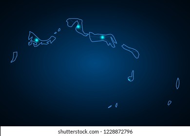 Map of Turks and Caicos. Wire frame 3D mesh polygonal network line, design sphere, dot and structure. communications map of Turks and Caicos. Vector Illustration EPS10.