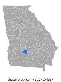 Map of Turner in Georgia on white