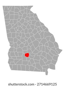 Karte von Turner in Georgia auf weiß