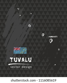 Map of Tuvalu, Chalk sketch vector illustration