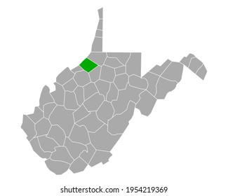 Map of Tyler in West Virginia on white